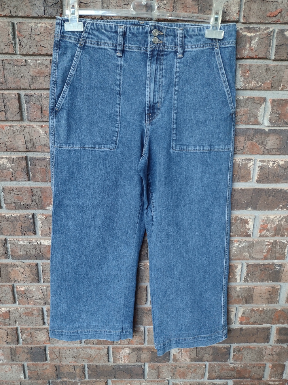 GAP Denim Blue Jeans Women's 12/31R High Rise WIDE Leg Crop Stretch Streetwear